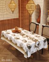 Nappe de table en polyester à motif floral sur mesure, élégante et protectrice pour le Ramadan, les mariages, les fêtes et les banquets, non tissée