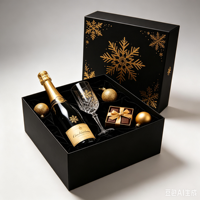 Emballage de Noël personnalisé avec estampage à chaud doré et finition douce au toucher, emballage de Noël personnalisé pour mariage d'hiver, boîte pliable