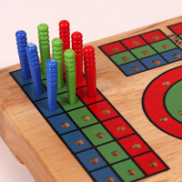 Massives Kiefernholz Klappbares Cribbage-Brettspiel-Set 3-Spuriges Klassisches Cribbage-Set mit Karten & Spielfiguren für Familie Party Reise