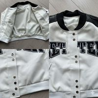 En Stock, Chaquetas Varsity de Lana Estilo Universitario con Manga de Cuero Genuino OEM, Logotipo Bordado en Chenille, Diseño Personalizado, Envío Rápido