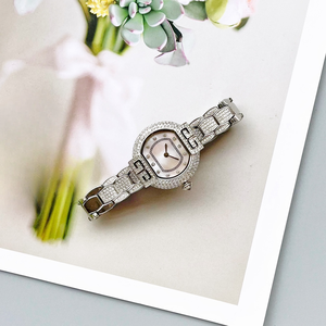 Montre mécanique automatique élégante et tendance, entièrement sertie de diamants, cadran blanc avec chiffres romains - Product Image 3