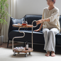 Table basse mobile Botai en bois massif de style nordique moderne, chariot miniature en acier inoxydable, mobilier de salon pour petits espaces, vente en gros