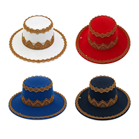 Chapeau Canotier Vintage en Feutre à Couronne Plate et Large Bord, Bordure en Dentelle, Style Rétro Antique Doré, pour Fête, Mariage et Déguisement Femme