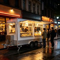 Camion de restauration carré SL-6Z en fibre de verre et aluminium avec plusieurs fenêtres de vente pour servir quatre lignes simultanément