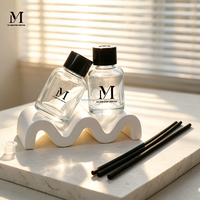 Meilleure Vente Usine Luxe 30ml Bouteille Ronde en Verre Transparent pour Diffuseur à Bâtonnets Désodorisant d'Ambiance avec Bâtonnets en Fibre