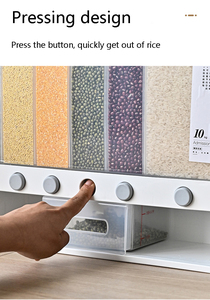 Organiseur <span class=keywords><strong>de</strong></span> rangement <span class=keywords><strong>de</strong></span> <span class=keywords><strong>cuisine</strong></span> en plastique à 6 compartiments rotatifs avec couvercle-distributeur pour aliments secs et riz - Product Image 6