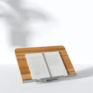 Upergo360度スイベル高さ角度調整可能な竹回転回転可能なブックホルダースタンド読書用