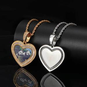 DUYIZHAO DIY Cadre Photo Double <span class=keywords><strong>Love</strong></span> Pendentif Thème Mémoire Accessoires Hip Hop <span class=keywords><strong>Rap</strong></span> Rock Bijoux avec Chaîne Corde 3MM 24 pouces - Product Image 3
