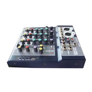 T 4 Channel New Design Audio Mixer With Aux Sound Card 7 Band EQ 60mm Fader
