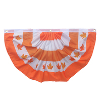 Guirlande de drapeaux plissés en polyester à séchage rapide, motif feuille d'érable, demi-cercle, pour décoration extérieure de fête de la Moisson et de Thanksgiving