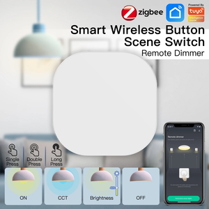 SZMYQ Interrupteur intelligent sans fil Tuya Zigbee, télécommande variateur de lumière, bouton de liaison multi-scènes, pile CR123A 3V, <span class=keywords><strong>PC</strong></span> moderne - Product Image 2