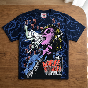 T-shirt Lucky in the for with Diamonds Do Drugs Not War pour homme, manches courtes, imprimé, style streetwear, col rond, coupe ample, 100% coton - Product Image 3
