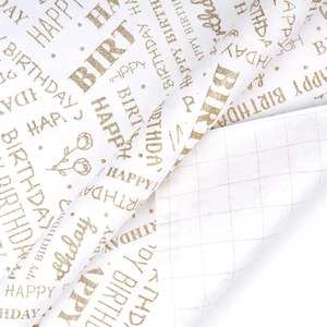 Custom Happy Birthday Gold Foil <b>Wrap</b> <b>Roll</b> White Metallized <b>Paper</b> Gift Packaging Eco-Friendly Recyclable Double-Sided Coated - Product Image 5