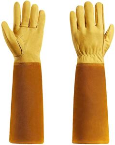Guantes de piel de cabra de grano Premium, manguitos Extra largos, guante de poda de rosas a prueba de espinas, guantes de jardinería de cuero - Product Image 5