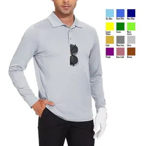 2023 Logo personalizzato personalizzato manica lunga da uomo Athletic Casual Travel Performance Collar camicie leggero Quick Dry UPF50 Polo