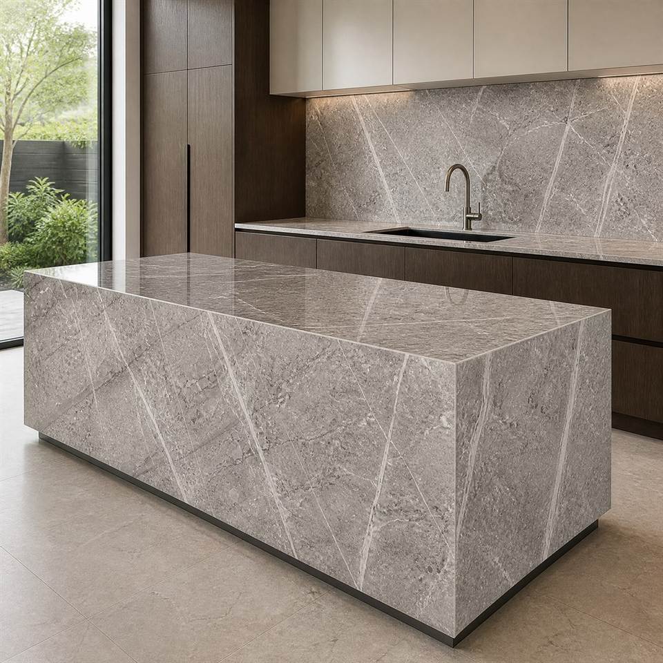 Modern Style Athena Grey Marble Polished Big Slab for Kitchen Islands ...