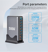 Bloc de chargeur rapide USB C 500W Station de charge USB 8 ports pour plusieurs appareils Station d'alimentation portable 500w