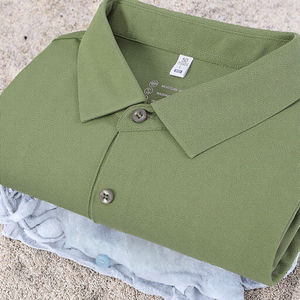 Rendimiento de secado rápido para hombres para camisas 100% poliéster tejido sólido manga corta ropa deportiva de negocios Golf tenis humedad - Product Image 2