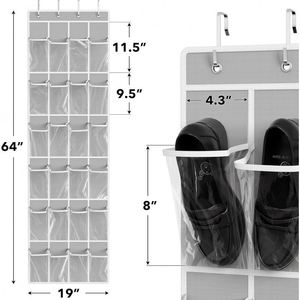 24 <b>Pockets</b> Over the Door Hanging Shoe Organizer Breathable Mesh Closet Storage Holder Space Saving Rack Holds up to 40 Lbs - Product Image 2