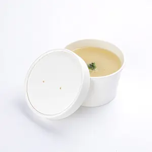 26 Oz Kraft Paper Soup Cup Bucket With Cover Round Porridge Bowl Take Away Fast Food Packing Container On Sale