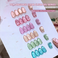 Personnalisé 3ml 6 Couleurs Flash Porcelaine Blanc Perles de Verre Gel Vernis Oeil de Chat Transparent Coréen Néon Gel Oeil de Chat