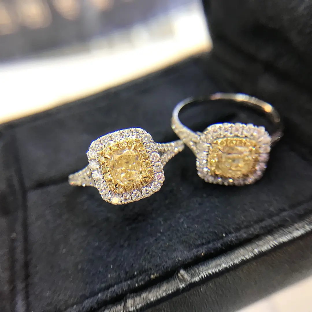 럭셔리 순수 18K 화이트 골드 쿠션 모양 다이아몬드 반지 pulseira 진짜 골드 진짜 다이아몬드 웨딩 쥬얼리 세트
