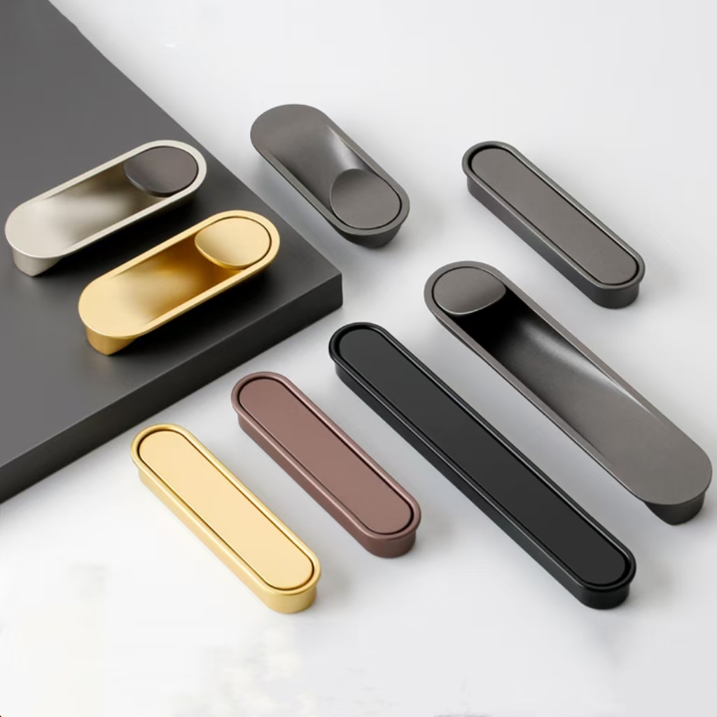 Modern Zinc Cabinet Door Handles Kitchen Bedroom Dressers Living Room Furniture Concealed Embedded Handle For Drawers