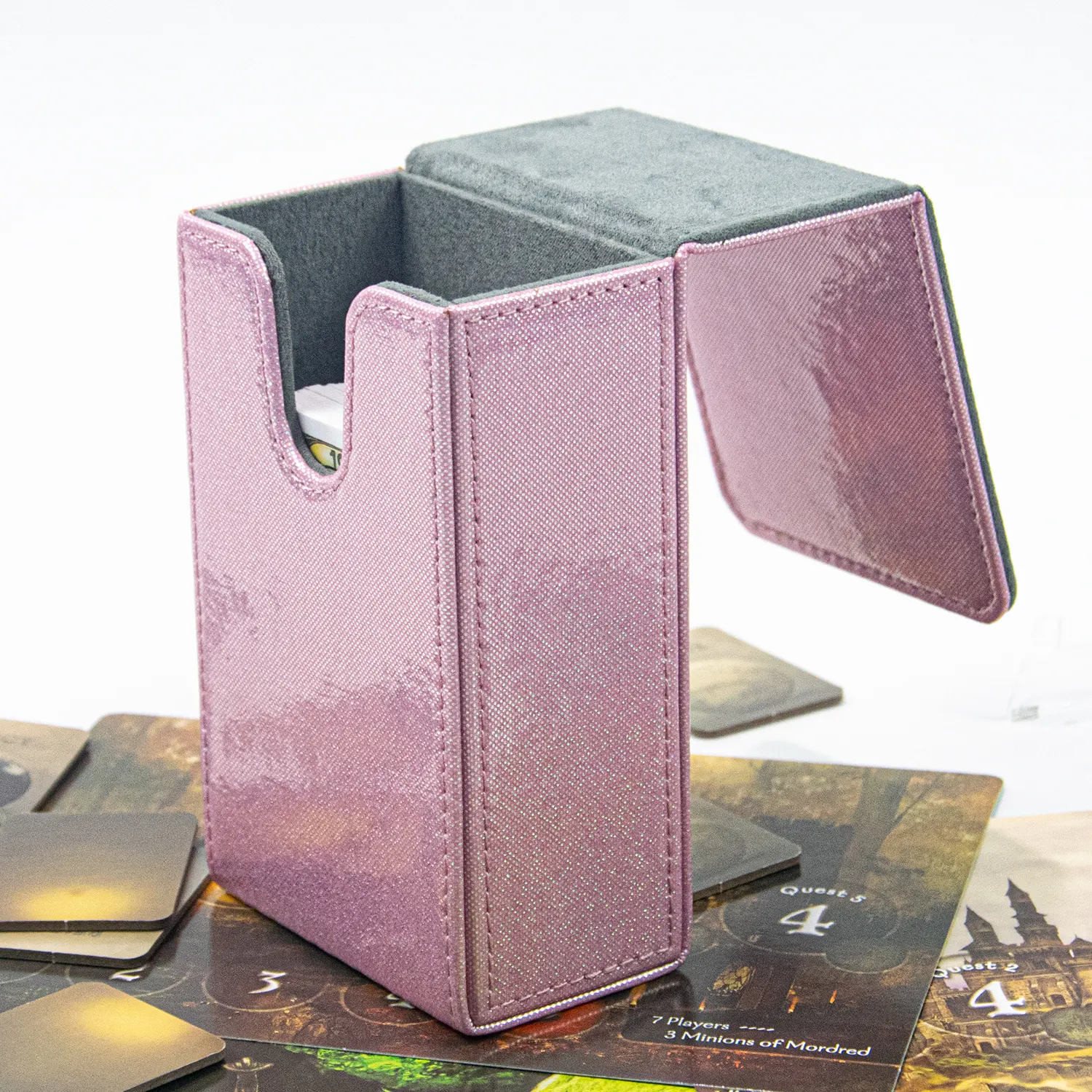 Sanseking Premium TPU Leather Pink Floating Glitter Bling Card Deck Box Cover Storage Magic Tarot Trading Cards Case
