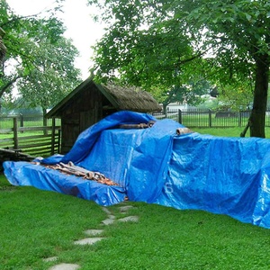 Million 100 Gsm Bâche Tailles <span class=keywords><strong>5x6</strong></span> Mètres Amérique Canada Importé Hdpe Étanche Poly Bleu Toit Bâches Couverture De Pluie Bâche - Product Image 1