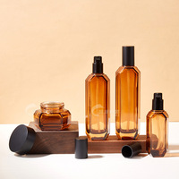 Ensemble de flacons hexagonaux en verre pour la beauté et les soins de la peau, 40 ml, 100 ml, flacon de liquide original divisé, flacon de crème pour le visage de 50 g