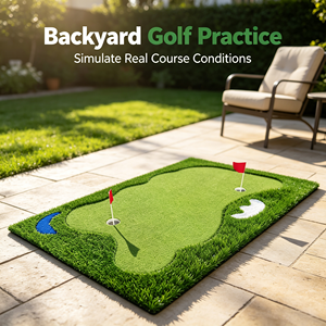 Tapis de golf portable professionnel pour entraînement au putting en intérieur et en extérieur avec coupes et drapeaux pour la maison et le jardin - Product Image 3