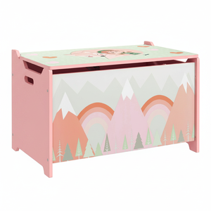 Boîte à jouets mignonne de couleur rose avec un design animal, avec un couvercle à charnière de sécurité, organisateur de chambre à coucher pour le rangement des jouets, fabriqué en Chine, modèle AL1247 - Product Image 2