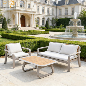 Ensemble <span class=keywords><strong>de</strong></span> meubles <span class=keywords><strong>de</strong></span> <span class=keywords><strong>jardin</strong></span> d'extérieur toutes saisons, décoration en <span class=keywords><strong>bois</strong></span>, structure en aluminium, ensemble <span class=keywords><strong>de</strong></span> canapé modulaire <span class=keywords><strong>de</strong></span> <span class=keywords><strong>jardin</strong></span> d'extérieur 4 pièces - Product Image 5