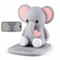 Support de téléphone éléphant mignon en PVC à double position, service OEM, décoration de bureau, support de téléphone éléphant pour cadeau d'anniversaire ou de Noël