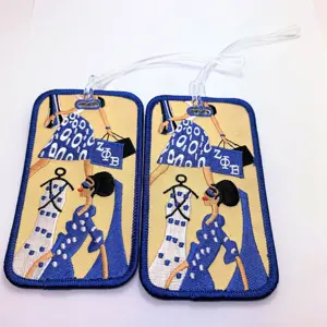 High Quality Blue Lady Zeta Phi Beta Luggage Tag Custom Pattern Fraternity Embroidery Suitcase Tag