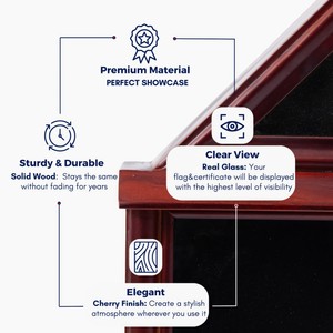Американский военный флаг, витрина из красного дерева, массивное деревянное стекло, Ветеран Военно-воздушных сил, флаг, теневая коробка, фоторамка, сложенный флаг - Product Image 4