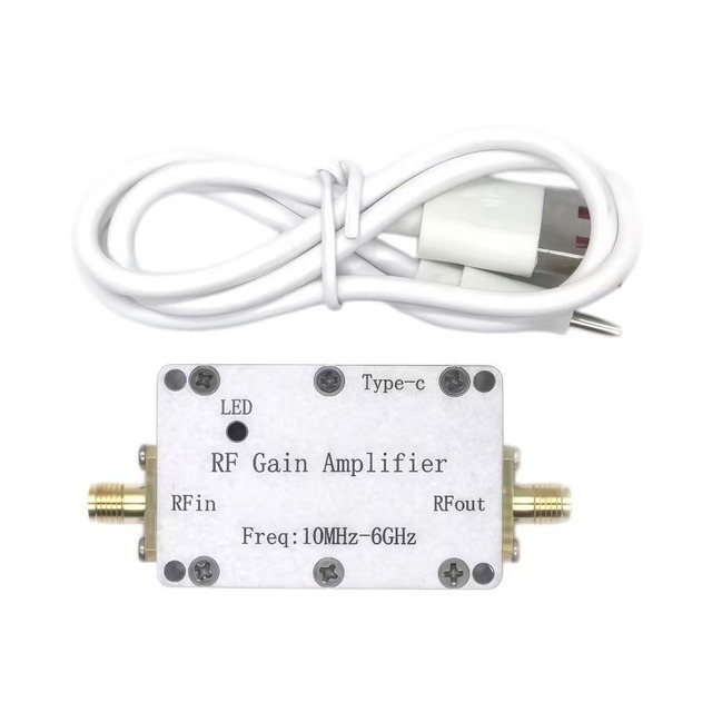 10 MHz - 6 GHz RF amplifier, high-gain receiver amplifier with power indicator light (10/20/30/40 dB)