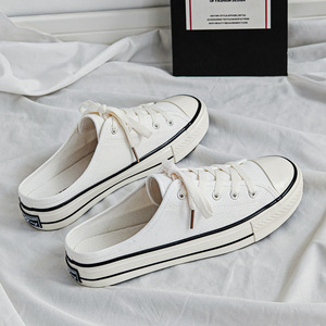 Men's summer low heel <b>half</b>-slipper canvas shoes for men versatile for all occasions <b>half</b>-slipper Canvas trendy Shoes - Product Image 3