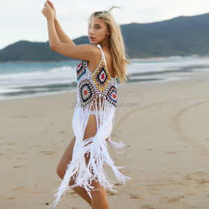 Jinru fatto a mano all'uncinetto in pizzo cucito con uncino Top fionda Bikini costumi da bagno Sexy con Logo ragazza sul davanti 1 pezzo - Product Image 2