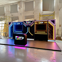 Tienda Pop-up de Madera Neon Tech, Construcción Rápida en 3 Minutos, Kiosco Cyberpunk para Centro Comercial, Tira de Luces Reutilizable, Tienda Pop-up Moderna de Alta Gama Personalizada