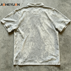 Spray Wash Hand-Distressed Acid Wash Snow Wash 100% Cotton Pique Oversized Vintage Polo <strong>Shirt</strong> - Product Image 2