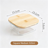 Boîte repas carrée en verre de 520 ml, compatible micro-ondes, pour la conservation des aliments, bol à déjeuner, récipient de stockage alimentaire pour la maison, le bureau, usage quotidien, hermétique