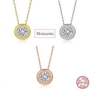 Collana in Argento S925 con Pendente Moissanite Taglio Rotondo 1ct 0.5ct Certificato, Vendita all'Ingrosso - Product Image 1