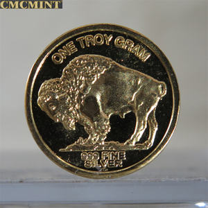 Moneta d'oro islamica 1 grammo placcato in oro argento indiano testa di bufalo rotondo argento e monete d'oro - Product Image 5