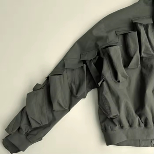 Giacca Cargo da <span class=keywords><strong>Uomo</strong></span> Nuovo Design con Tasche Multiple in Twill di Cotone Colletto Alto Tinta Unita con Zip Bidirezionale - Product Image 5