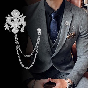 Tuta da uomo di moda corpetto con spilla a spilla con strass in cristallo con corpetto a catena Wild Suit spilla da bavero - Product Image 3