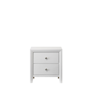 Modern 2-<b>Drawer</b> Nightstand White Finish Round Knobs Bedroom <b>Storage</b> <b>Drawer</b> Unit - Product Image 2