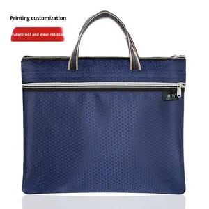 Người đàn ông của A5 xách tay vali tập tin Túi vải da dày biểu tượng tùy chỉnh nhiều lớp hội nghị tài liệu túi A5 thư mục - Product Image 3