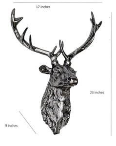 ประติมากรรมหัวกวางเรนเดียร์เขากวางเงินชุบนิกเกิลตกแต่งบ้านสวนสไตล์คริสต์มาสรูปปั้นกวางตกแต่งผนังงานฝีมือ - Product Image 5