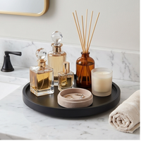 Bamboo Black Turntable Vanity Tray 10 Zoll Küchen spüle Arbeits platte Organizer Halten Sie Glas für Parfüm Kerze